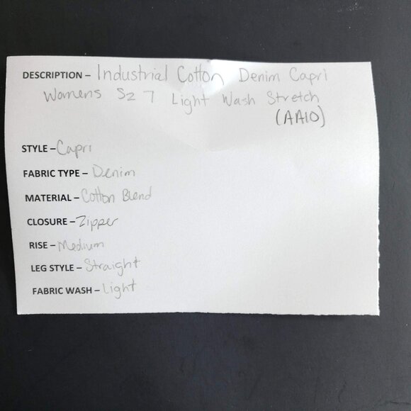 Industrial Cotton Denim Capri Women's Size 7 Light Wash Stretch - Picture 7 of 7